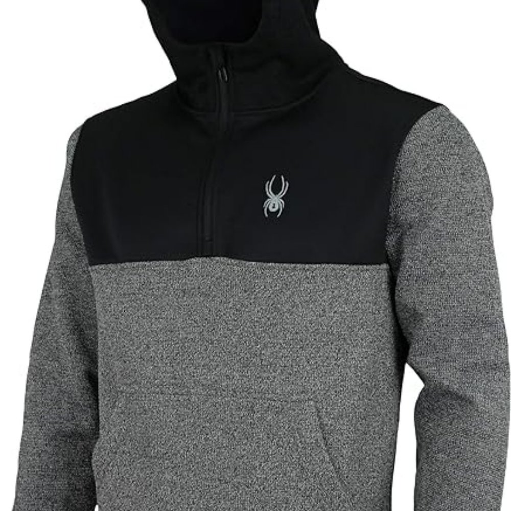 Spyder Men's Racer 1/4 Zip Pullover Hoodie, Charcoal Heather - Small